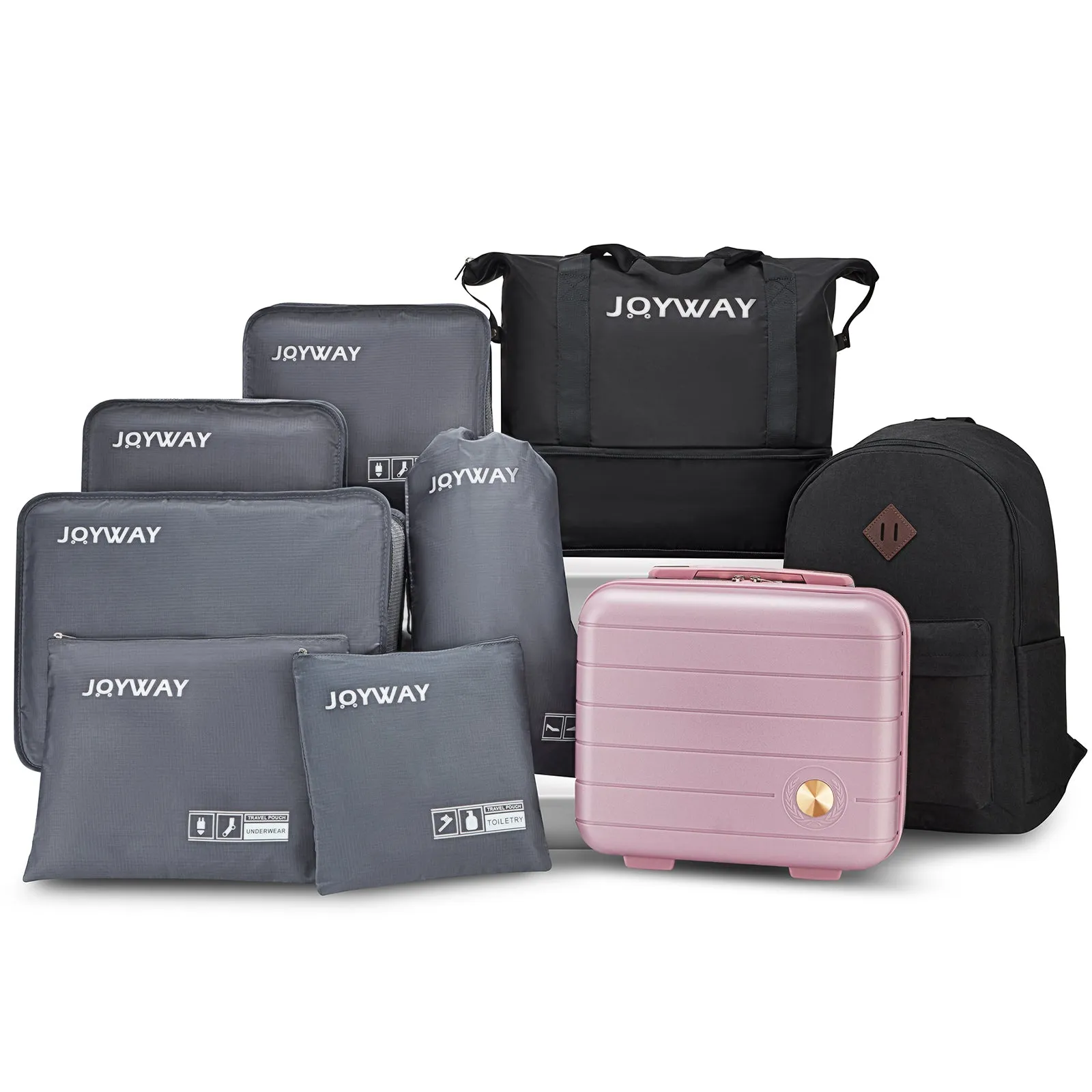 14INCH Cosmetic Suitcase with Backpack and Storage Bags Travel 4 Pieces Set