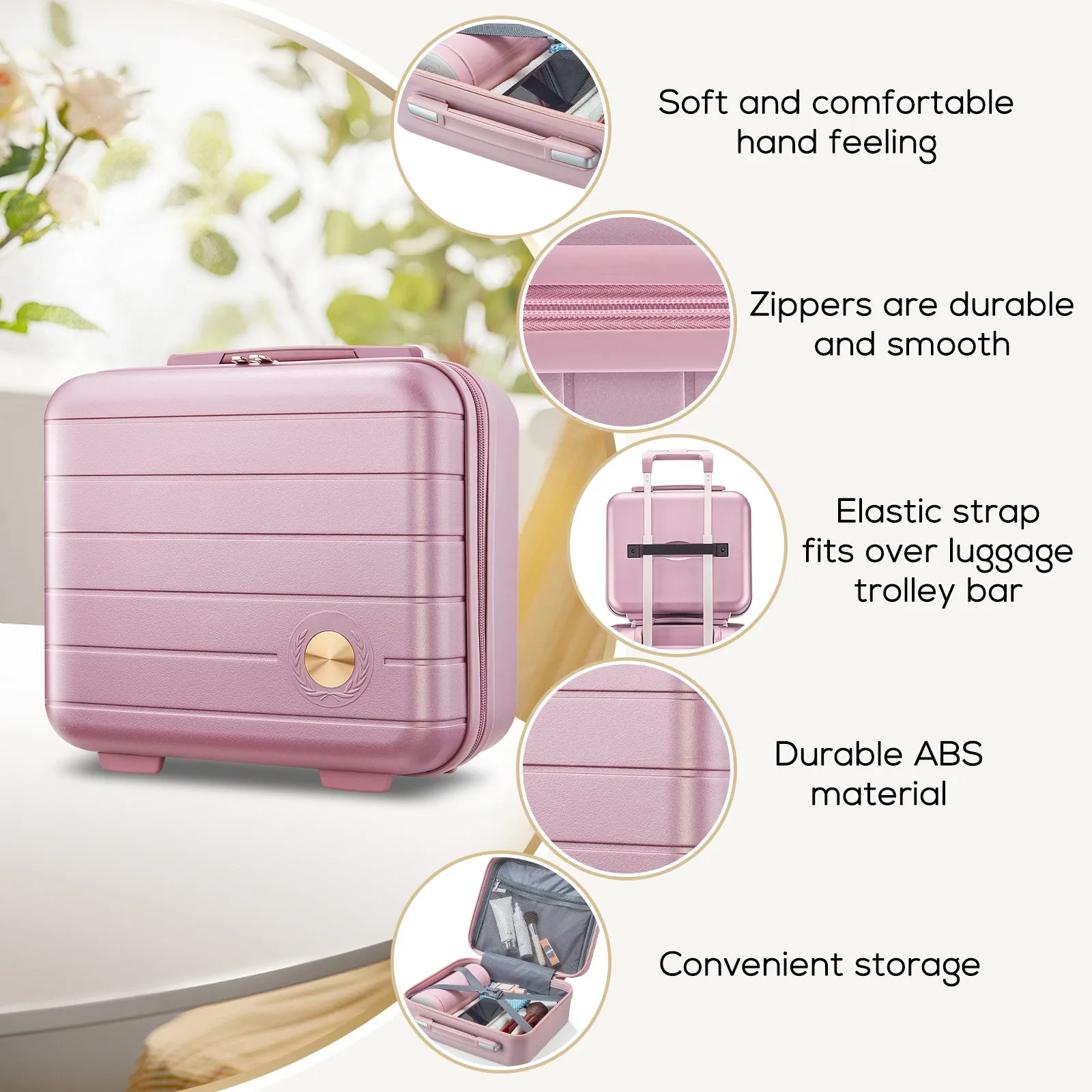 14INCH Cosmetic Suitcase with Backpack and Storage Bags Travel 4 Pieces Set