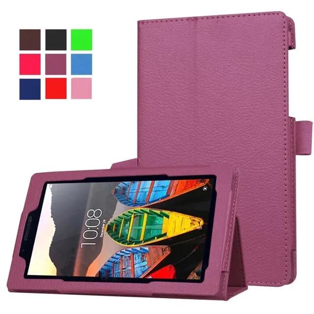 2016 Newest Litchi Grain Stand PU Leather Case For Lenovo tab 3 7.0 710 essential tab3 710F Tablet Case Flip Cover  film stylus