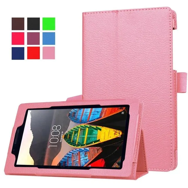 2016 Newest Litchi Grain Stand PU Leather Case For Lenovo tab 3 7.0 710 essential tab3 710F Tablet Case Flip Cover  film stylus