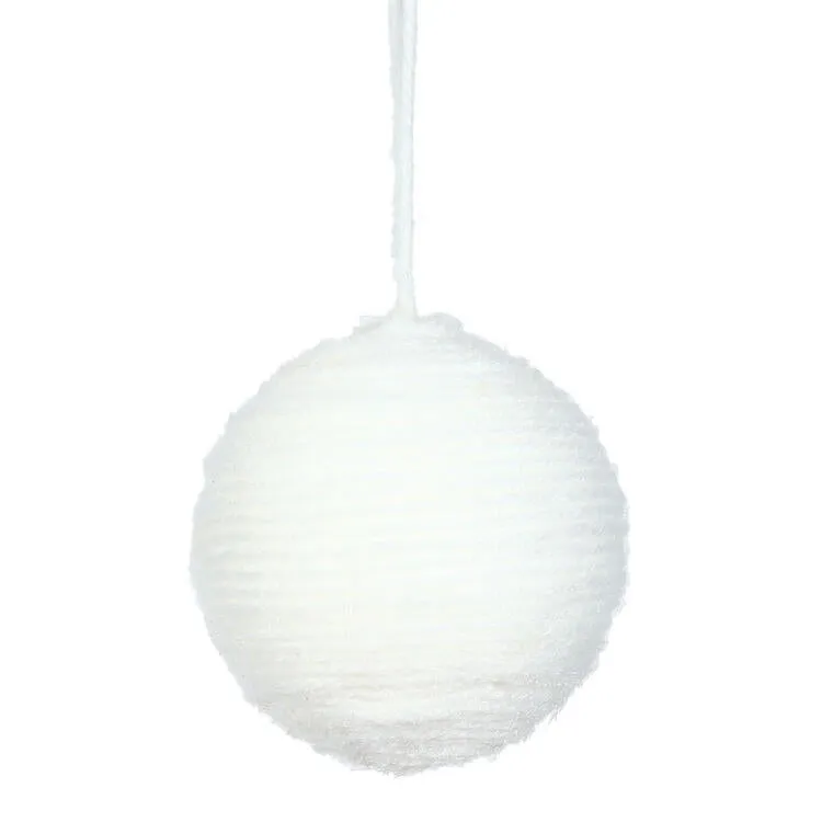 2.4" White Yarn Ball Ornaments 12 Per Bag