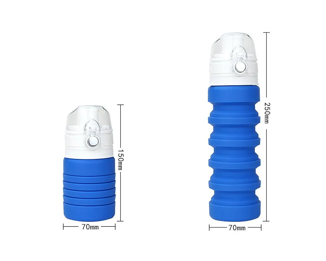 500ml Travel Silicone Folding Water Bottle for Outdoor - Orange