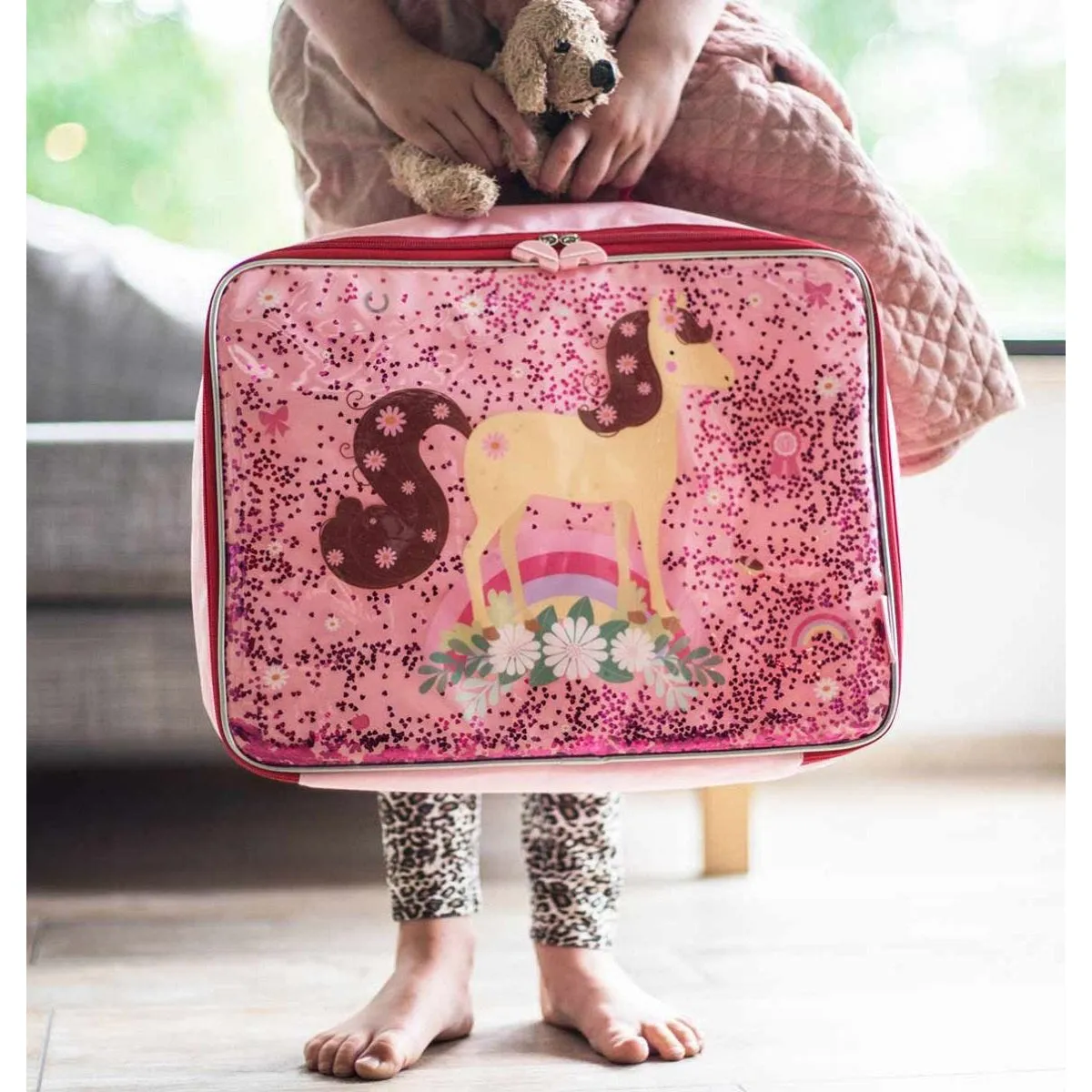 A Little Lovely Company Suitcase Glitter Horse