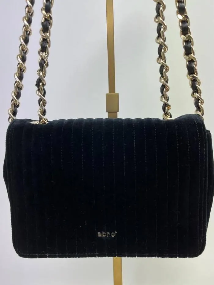 Abro S Velvet Black & Gold Cross Body Bag 028657-93 192 0010