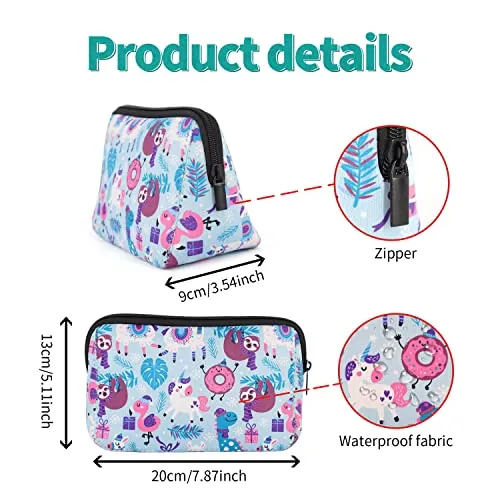 AJLTPA Cosmetic Bag Waterproof Neoprene Zipper Pouch Travel Portable Toiletry Makeup Bags Organizer Case for Women and Girls, Lollipop