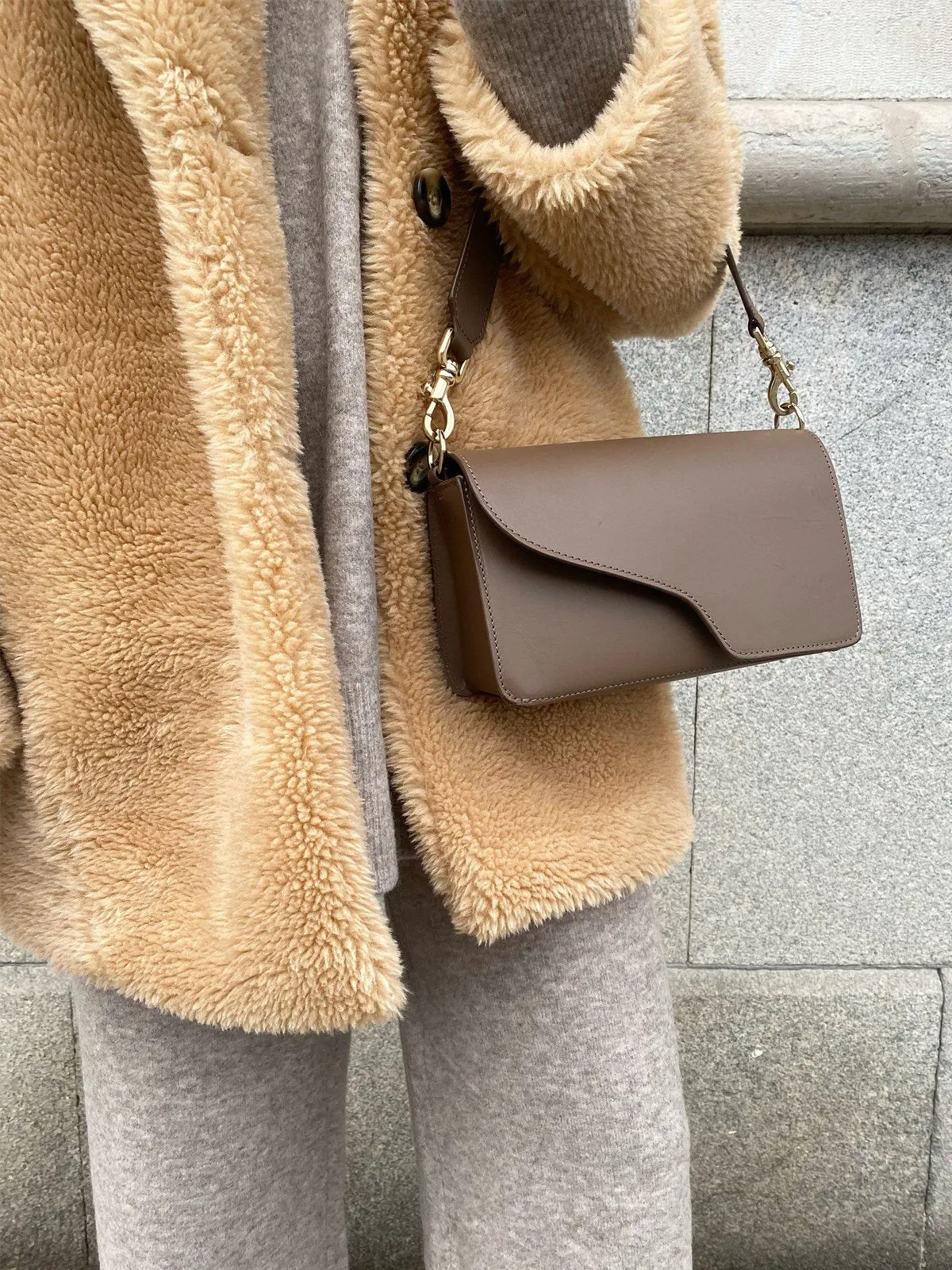 Assisi Khaki Brown Crossbody Bag