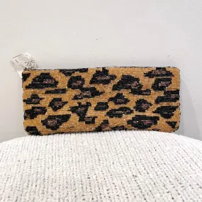 Beaded Leopard Clutch Bag