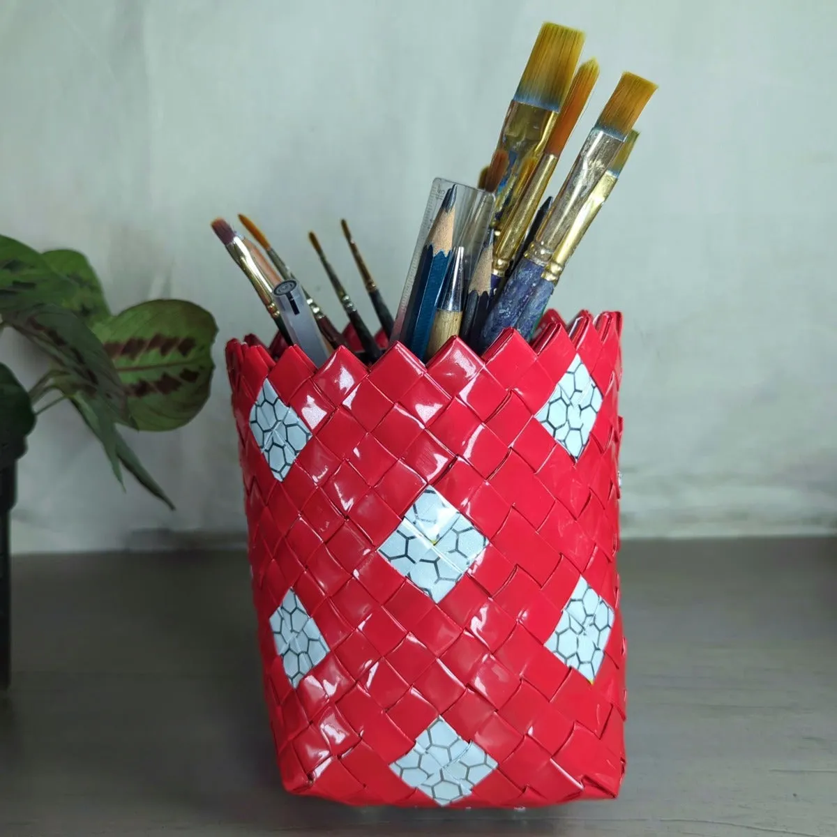 Big Basketry Deco Storage with red and white design (BDSB1123-005)