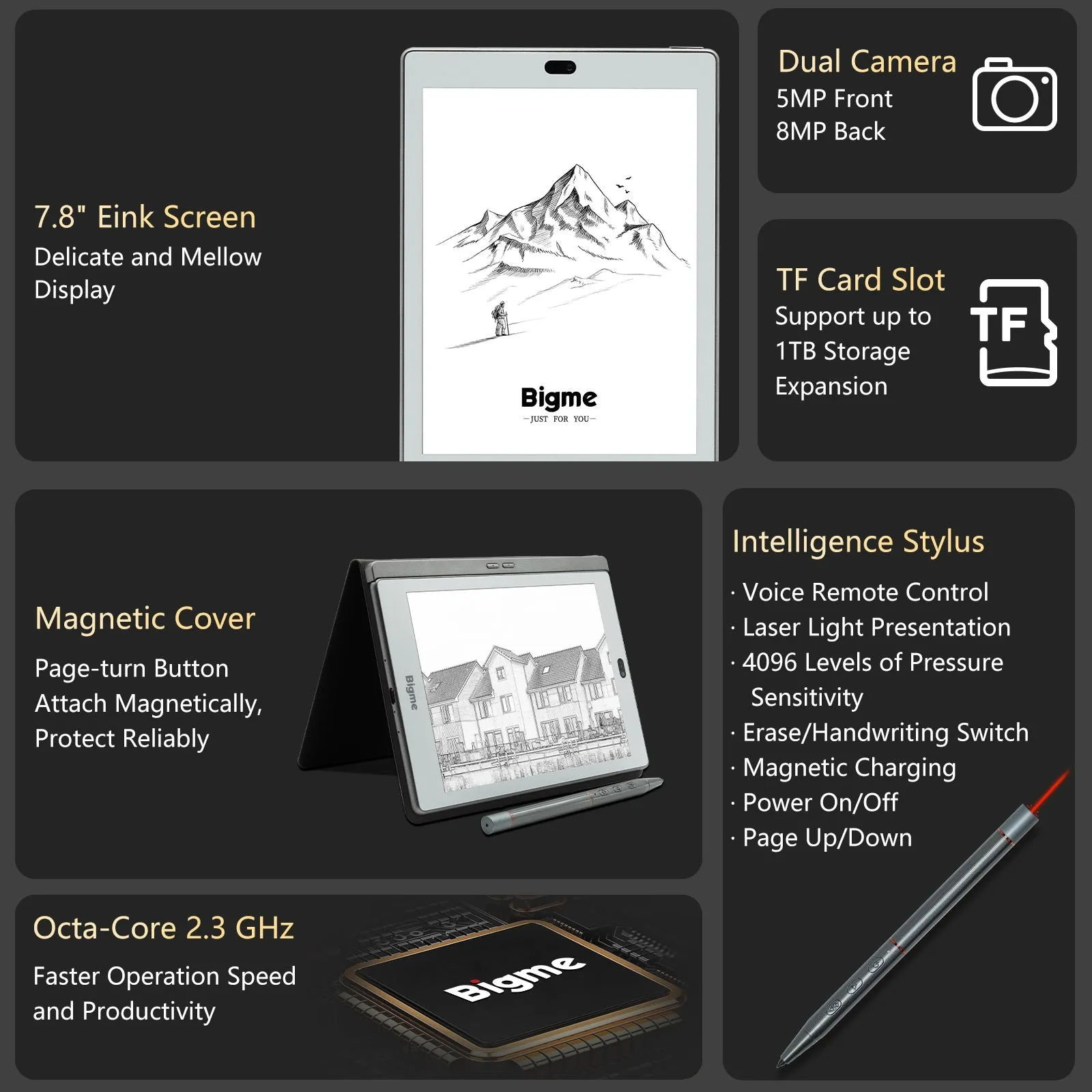 Bigme S6--7.8 inch Black and White Eink Tablet