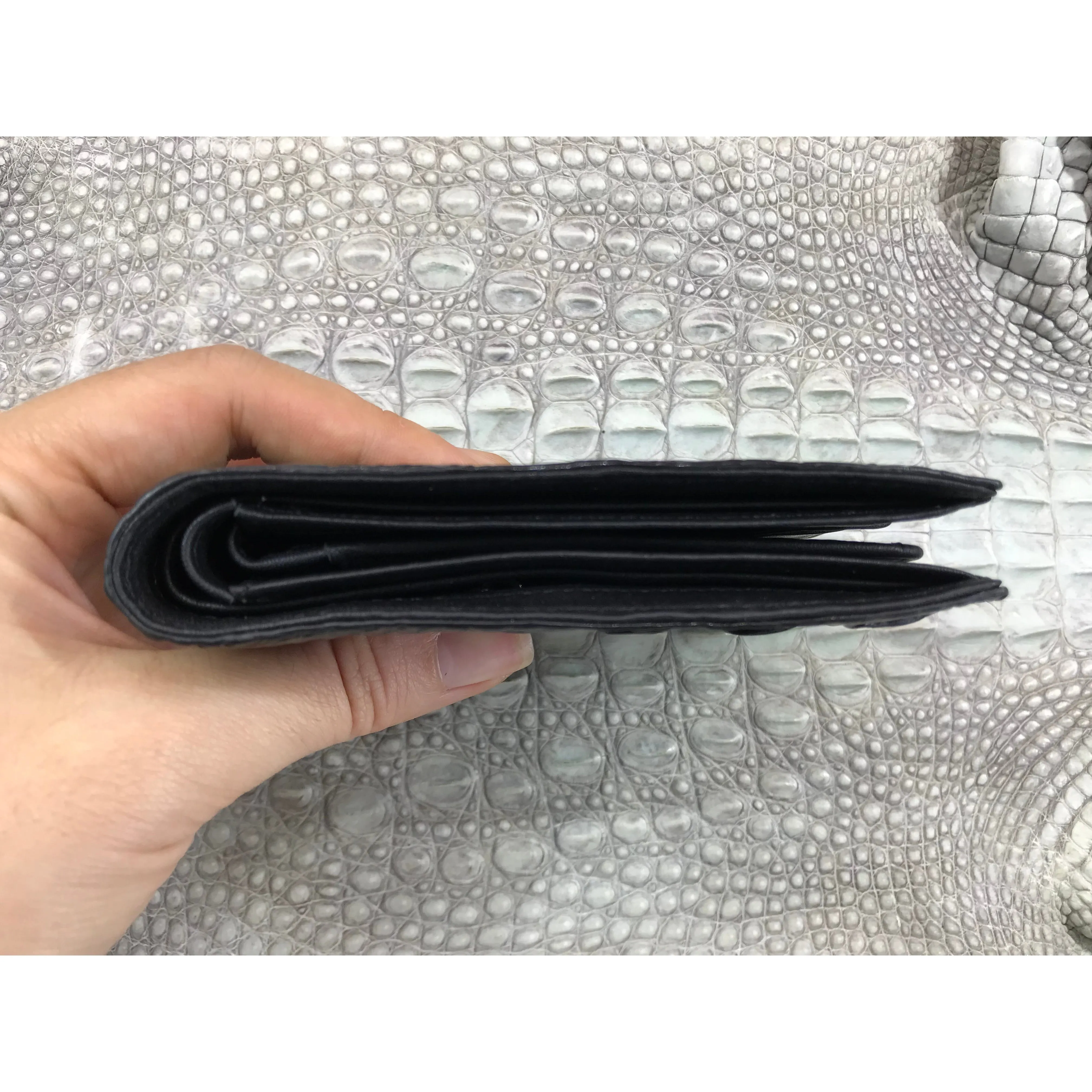 Black Alligator Skin Bifold Wallet For Men | Handmade Crocodile Leather Wallet RFID Blocking | VL5700