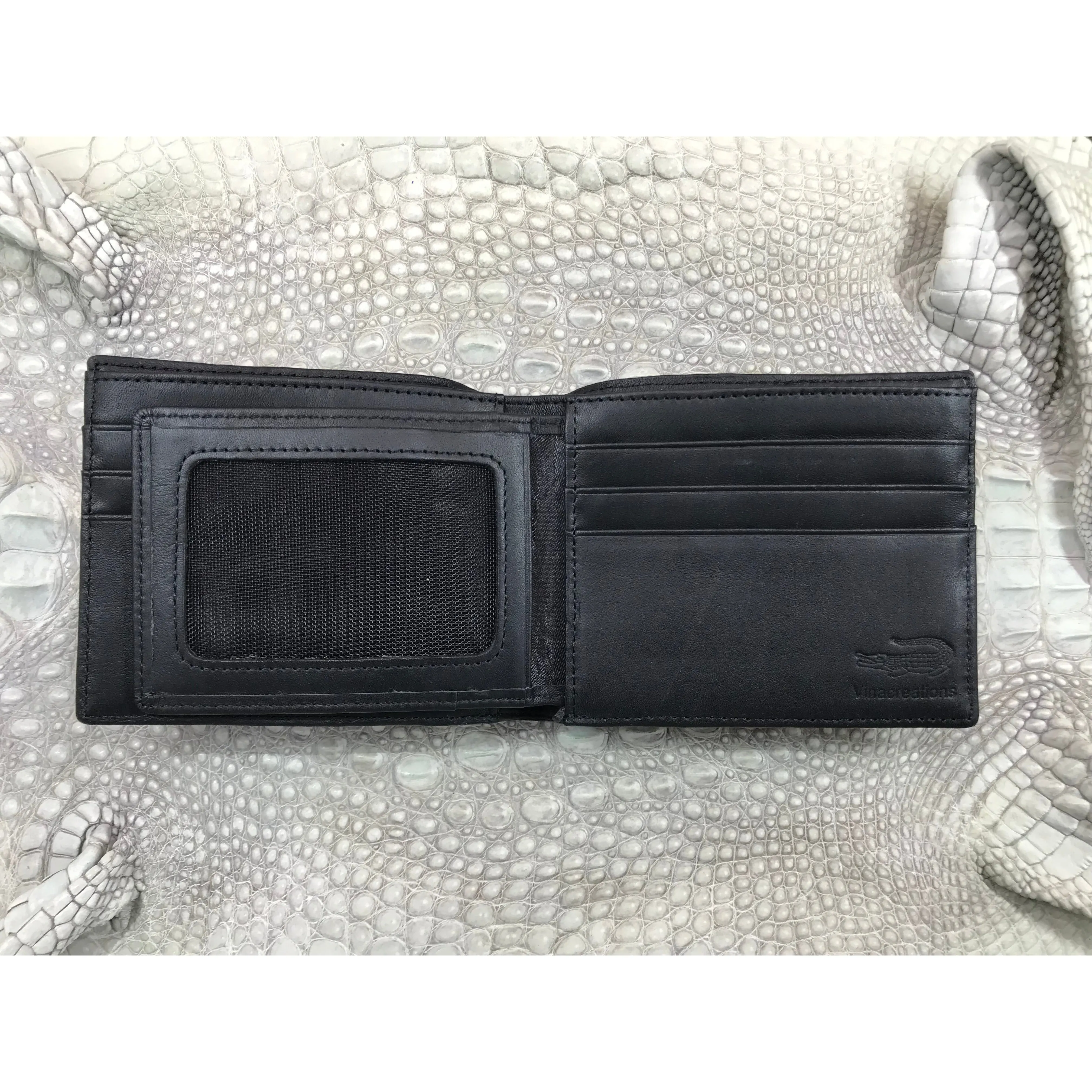 Black Alligator Skin Bifold Wallet For Men | Handmade Crocodile Leather Wallet RFID Blocking | VL5700