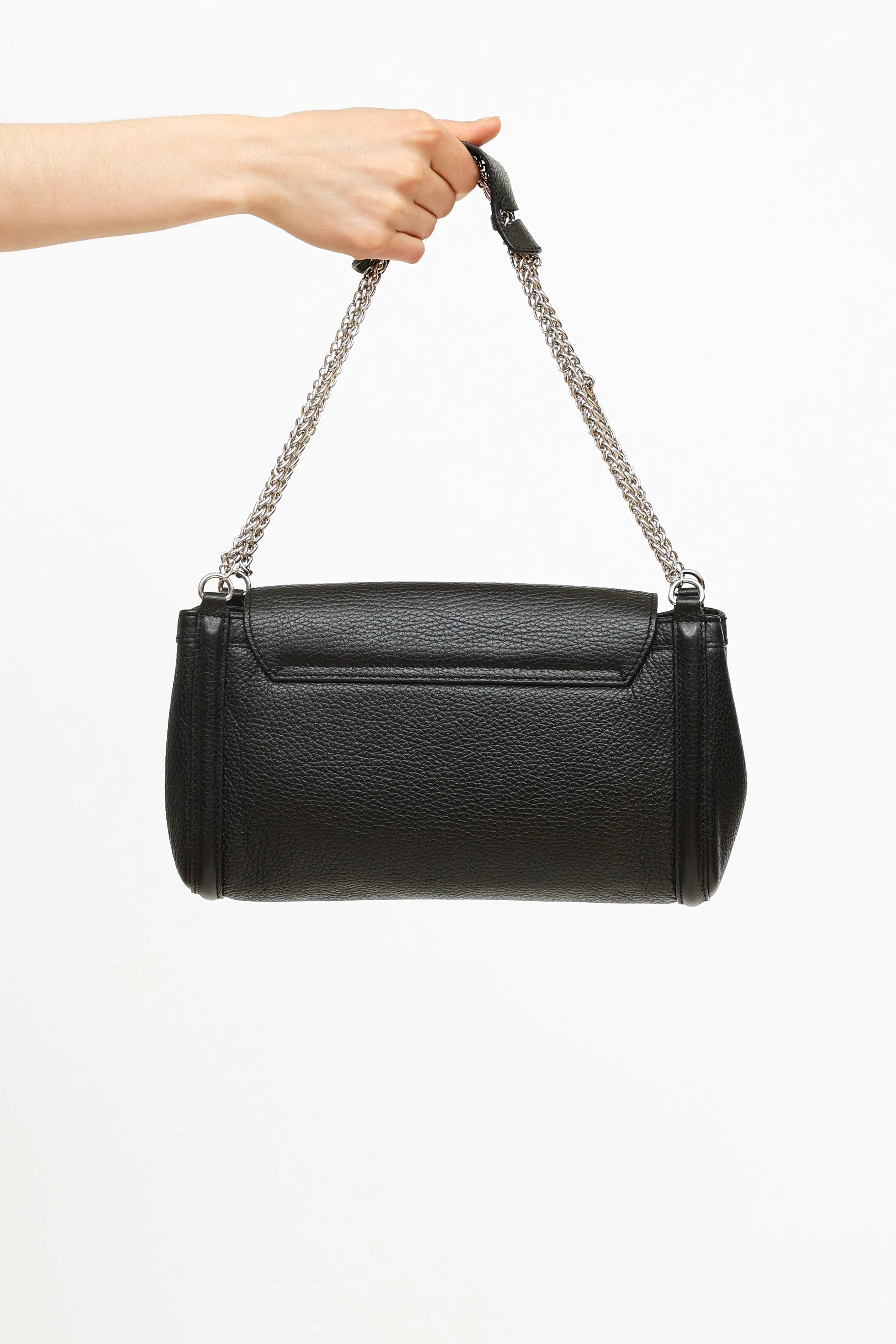 Black Leather Chain Shoulder Bag