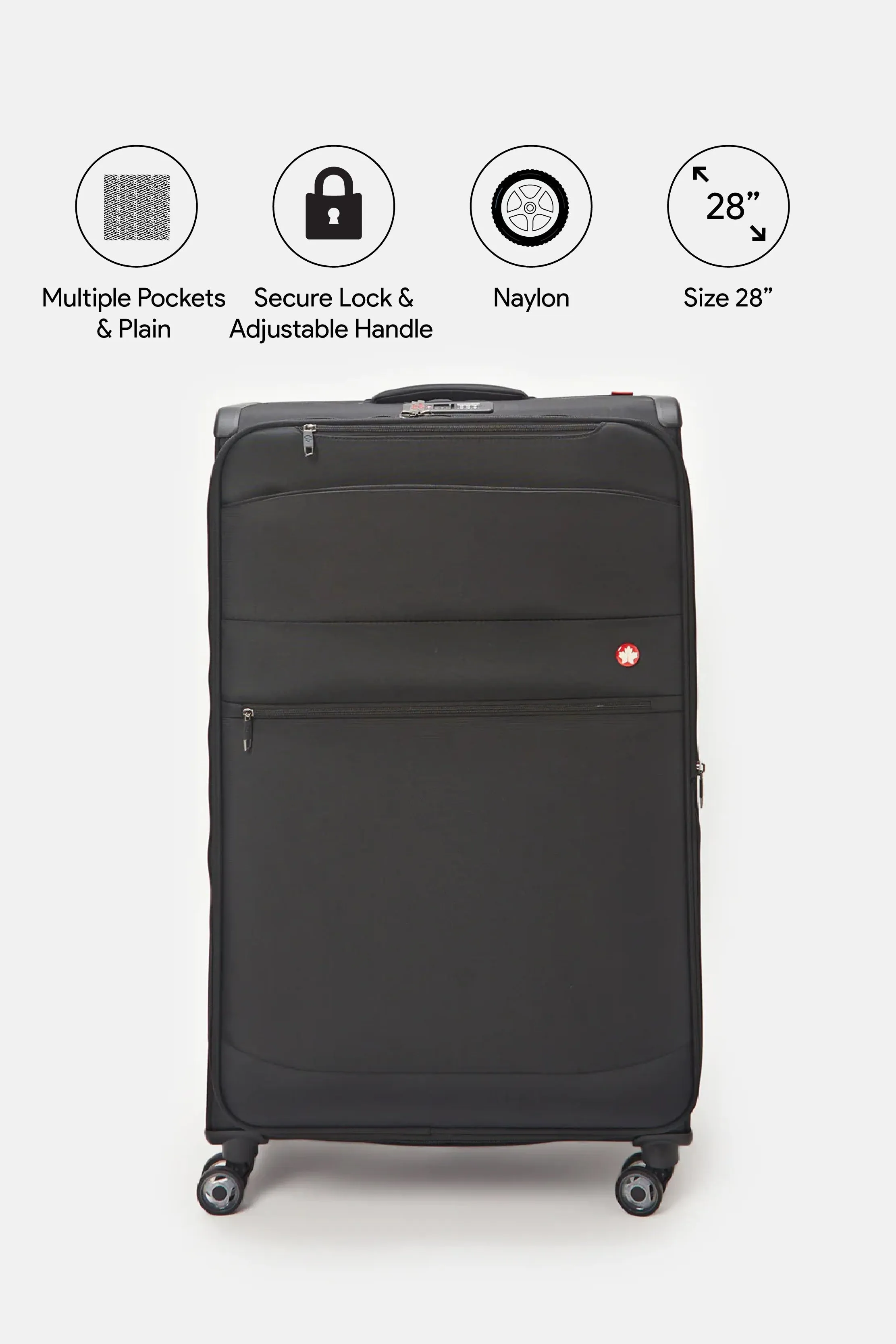 Black Soft Trolley Luggage (28 Inch)