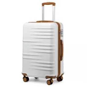 British Traveller 28-Inch Hard Shell Suitcase - Lightweight, Durable, Scratch-Resistant with TSA Lock - White