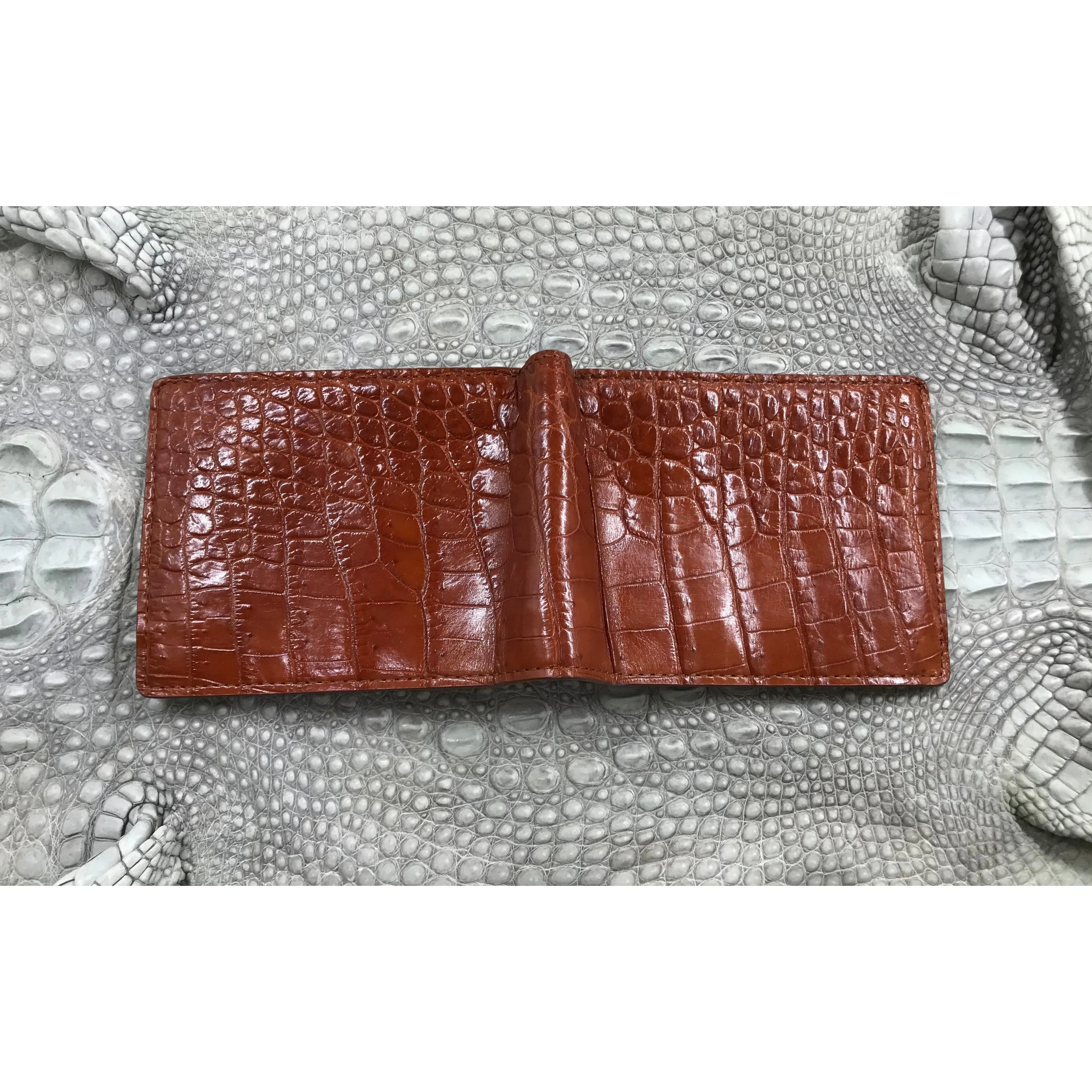 Brown Alligator Skin Bifold Wallet For Men | Handmade Crocodile Leather Wallet RFID Blocking | VL4524