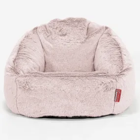 Bubble Bean Bag Chair - Fluffy Faux Fur Rabbit Dusty Pink