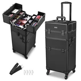 Byootique 2 in 1 Black Key-locked 4-Rolling Makeup Case