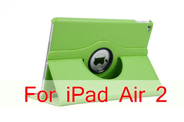 Case Cover For Apple iPad Air 2/iPad 6 (2014) PU Leather Flip Smart Stand 360 Rotating Case Screen Protector Film Stylus Pen