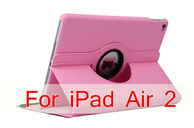 Case Cover For Apple iPad Air 2/iPad 6 (2014) PU Leather Flip Smart Stand 360 Rotating Case Screen Protector Film Stylus Pen