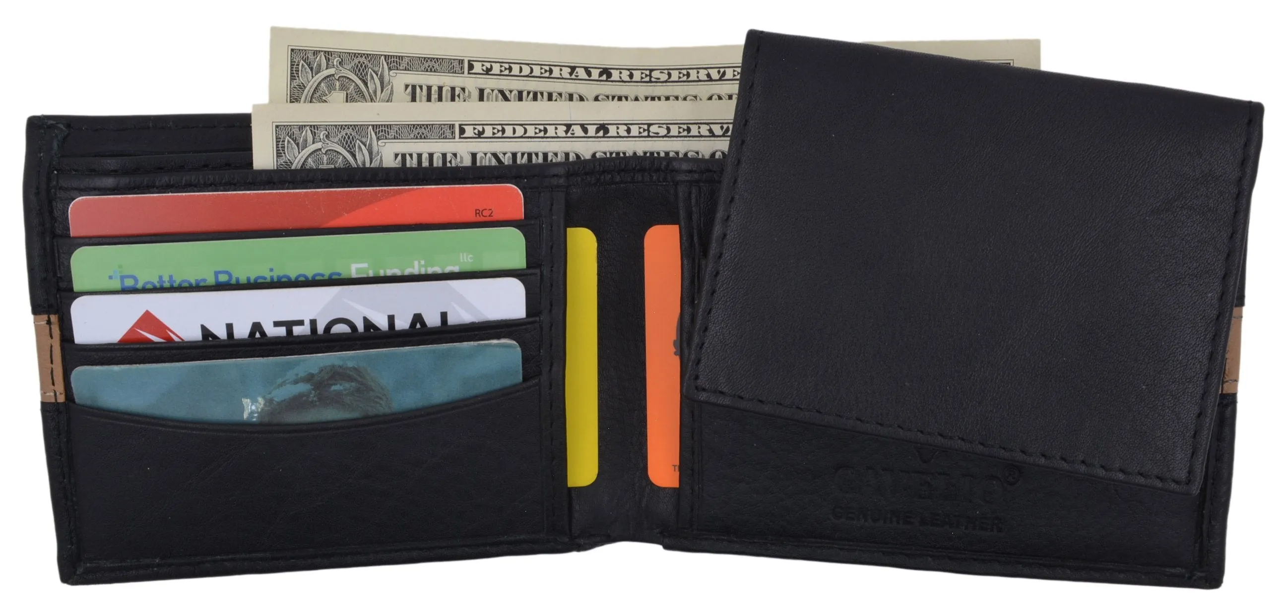 Cavelio Leather Men's Bifold Credit Card Removable ID Wallet 404553