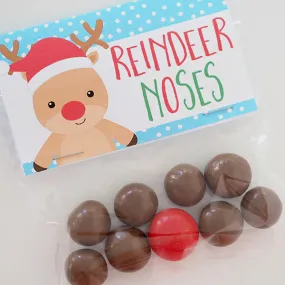 CHRISTMAS BAG TOPPER - Reindeer Noses Blue