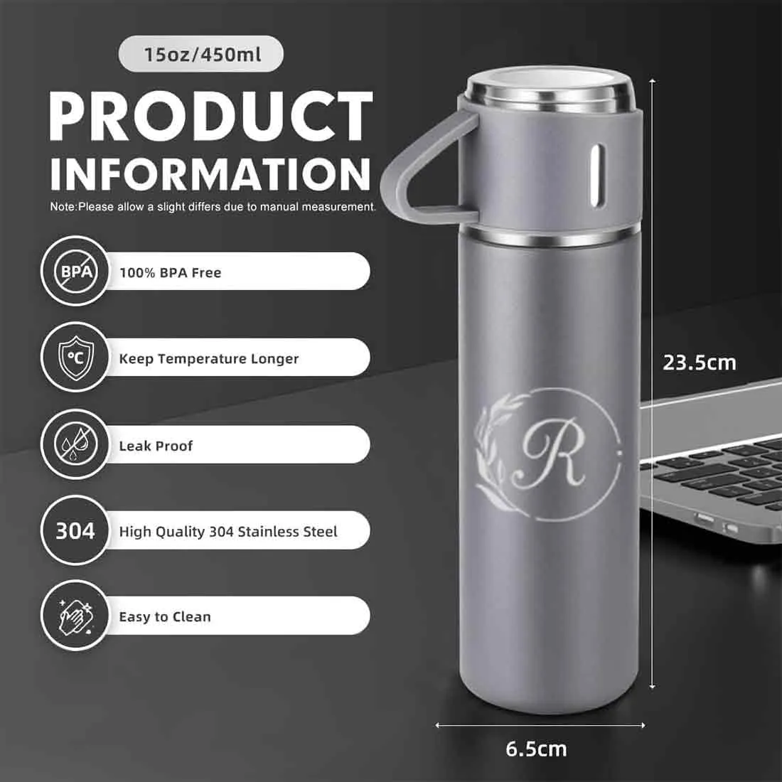 Customised Thermos Bottle With Cups Set for Travel Outdoor