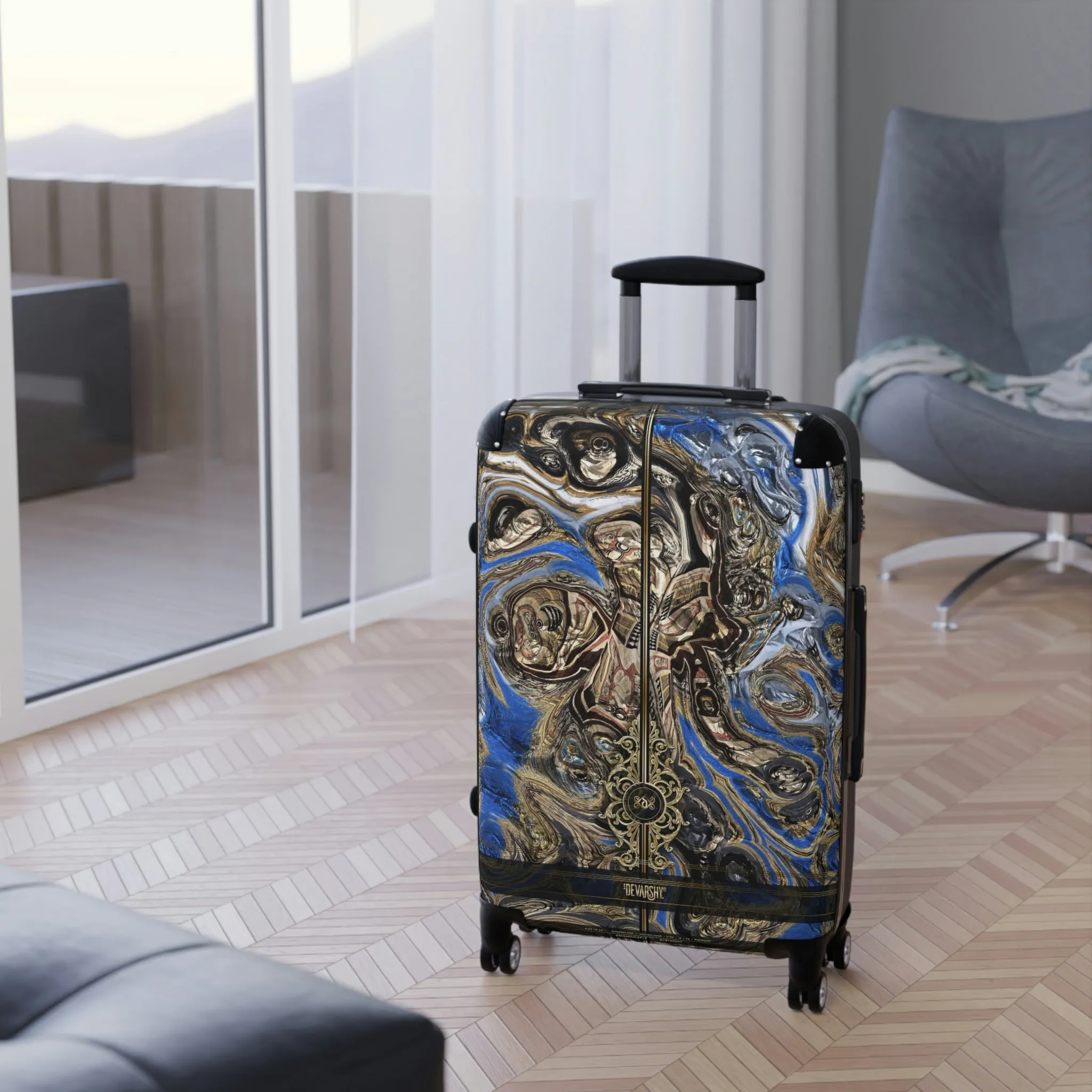 Deluge II Hard Shell Suitcase 3 Sizes Carry-on Suitcase Pour Painting Luggage Travel Suitcase | D20117B