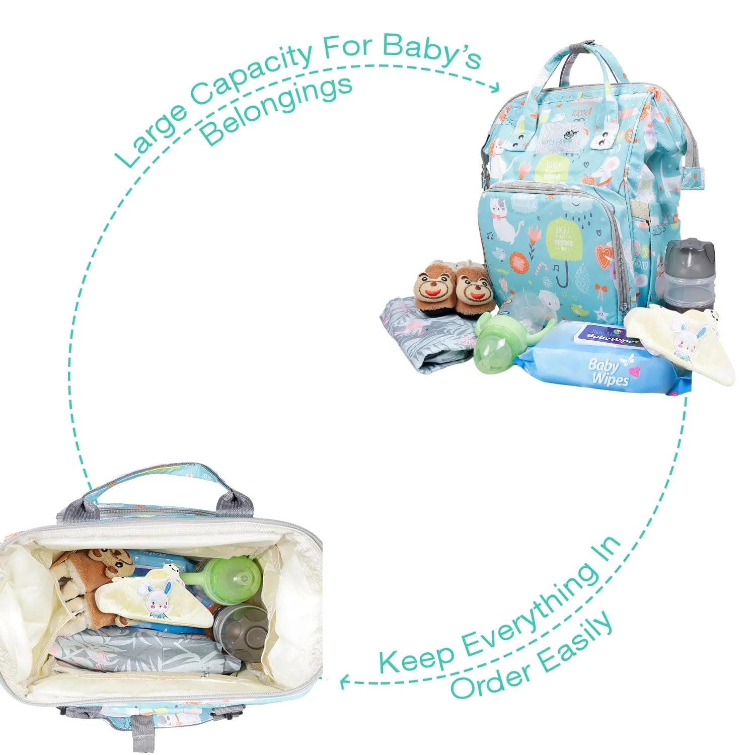 Diaper Bag 
Maternity Backpack Spring In The Garden Blue