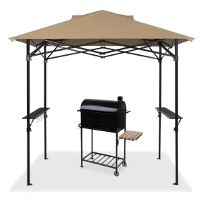 EAGLE PEAK 8x5 Pop up Grill Gazebo with Wheeled Bag, Instant Outdoor BBQ Canopy with Air Vent for Barbeque