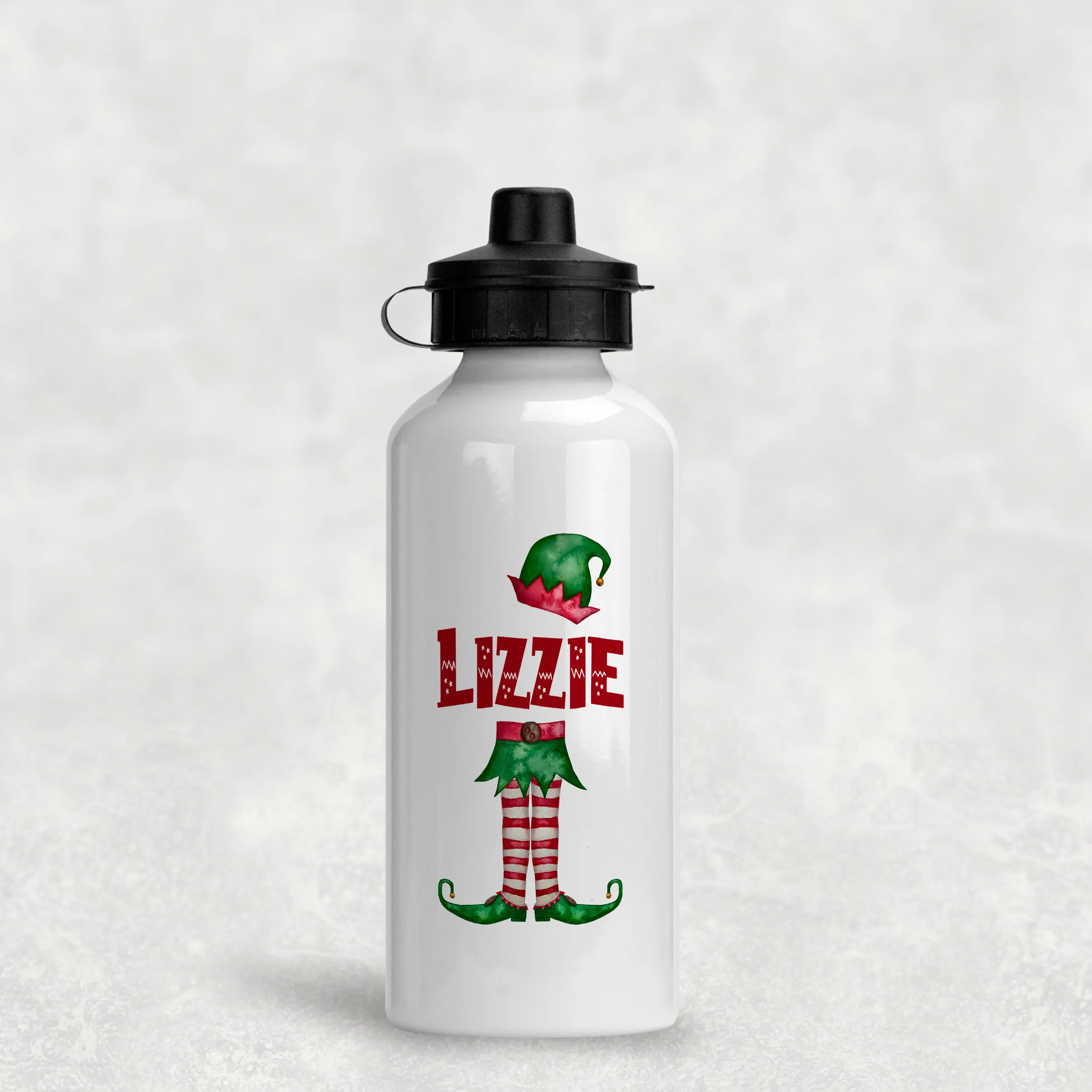 Elf Christmas Personalised Aluminium Water Bottle 400/600ml