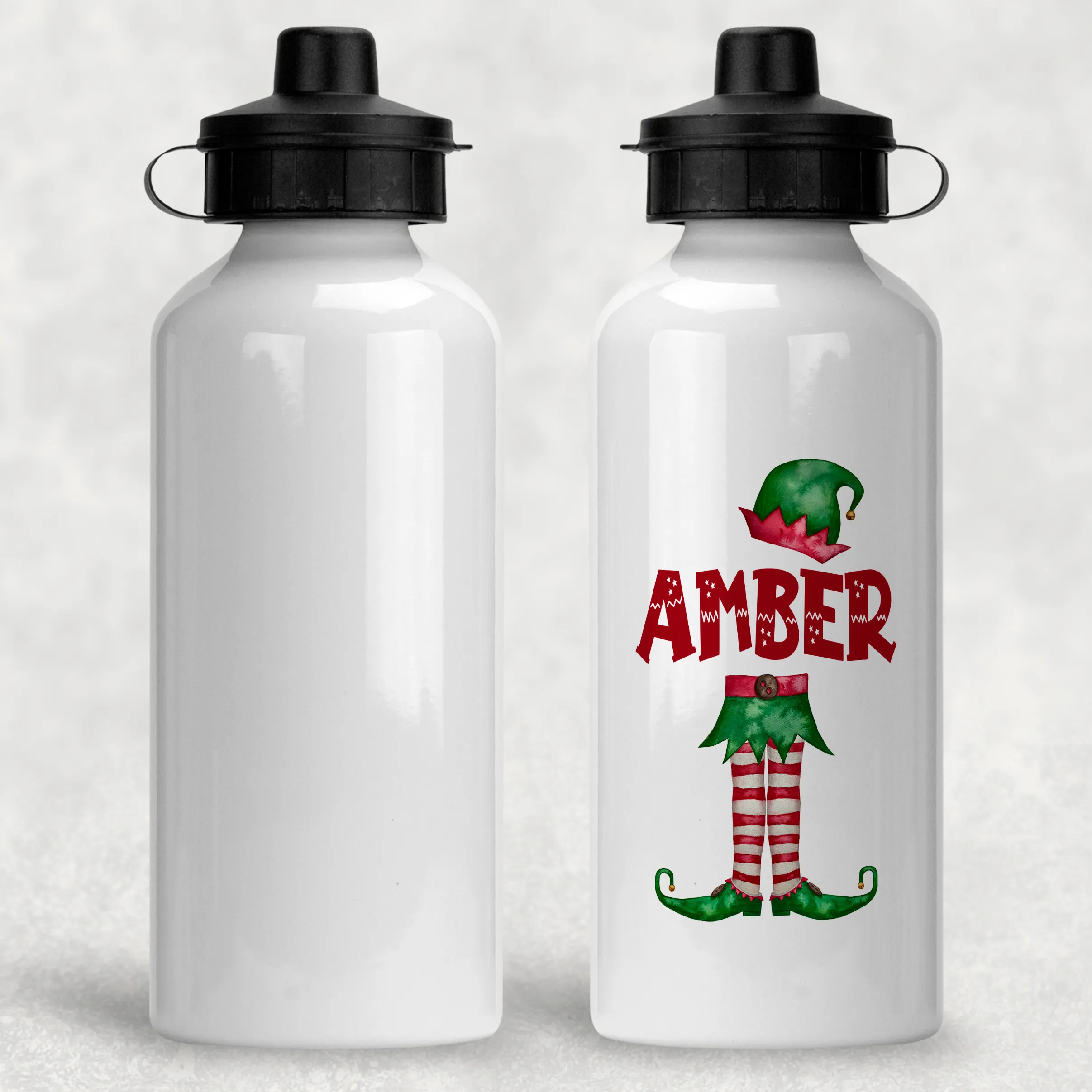 Elf Christmas Personalised Aluminium Water Bottle 400/600ml