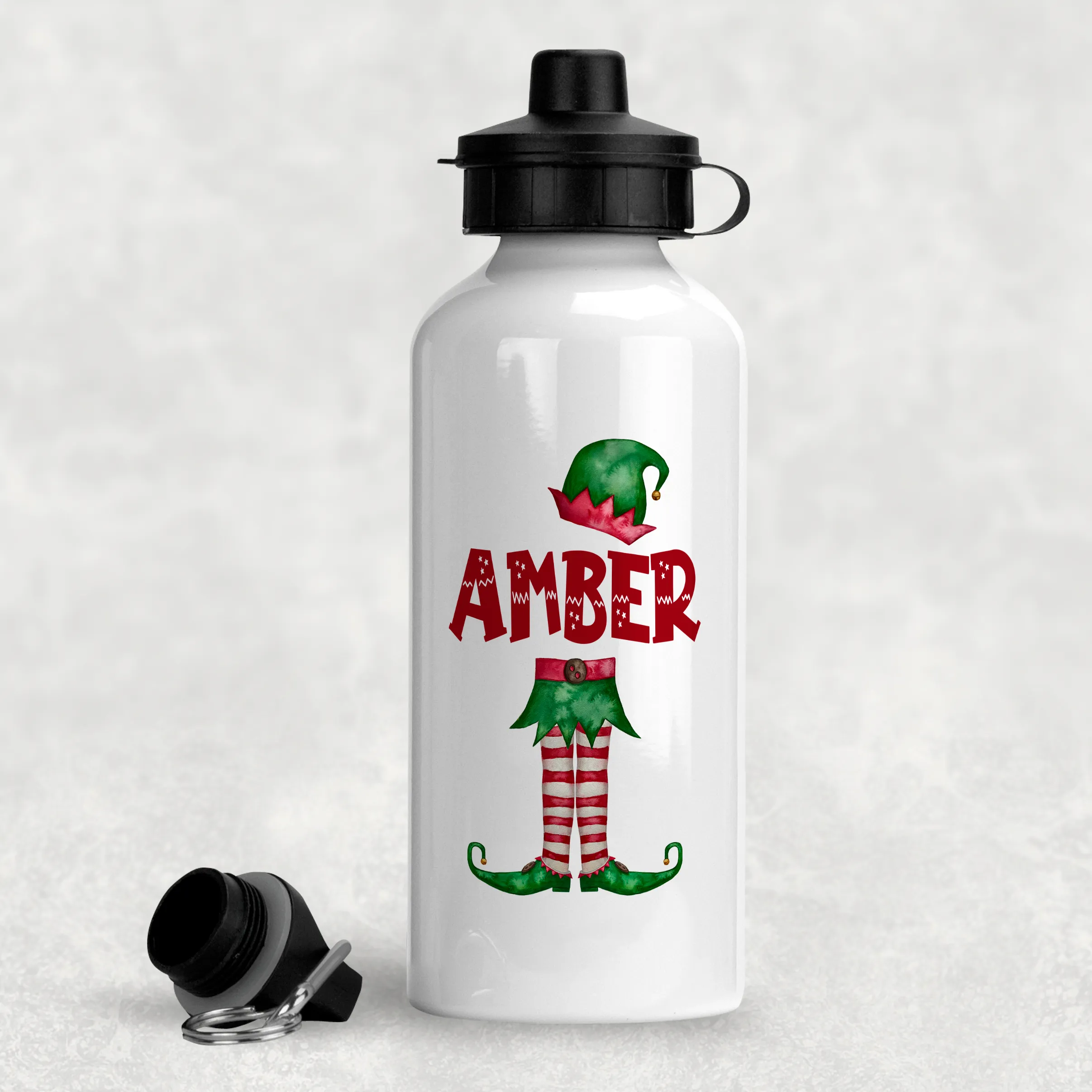 Elf Christmas Personalised Aluminium Water Bottle 400/600ml