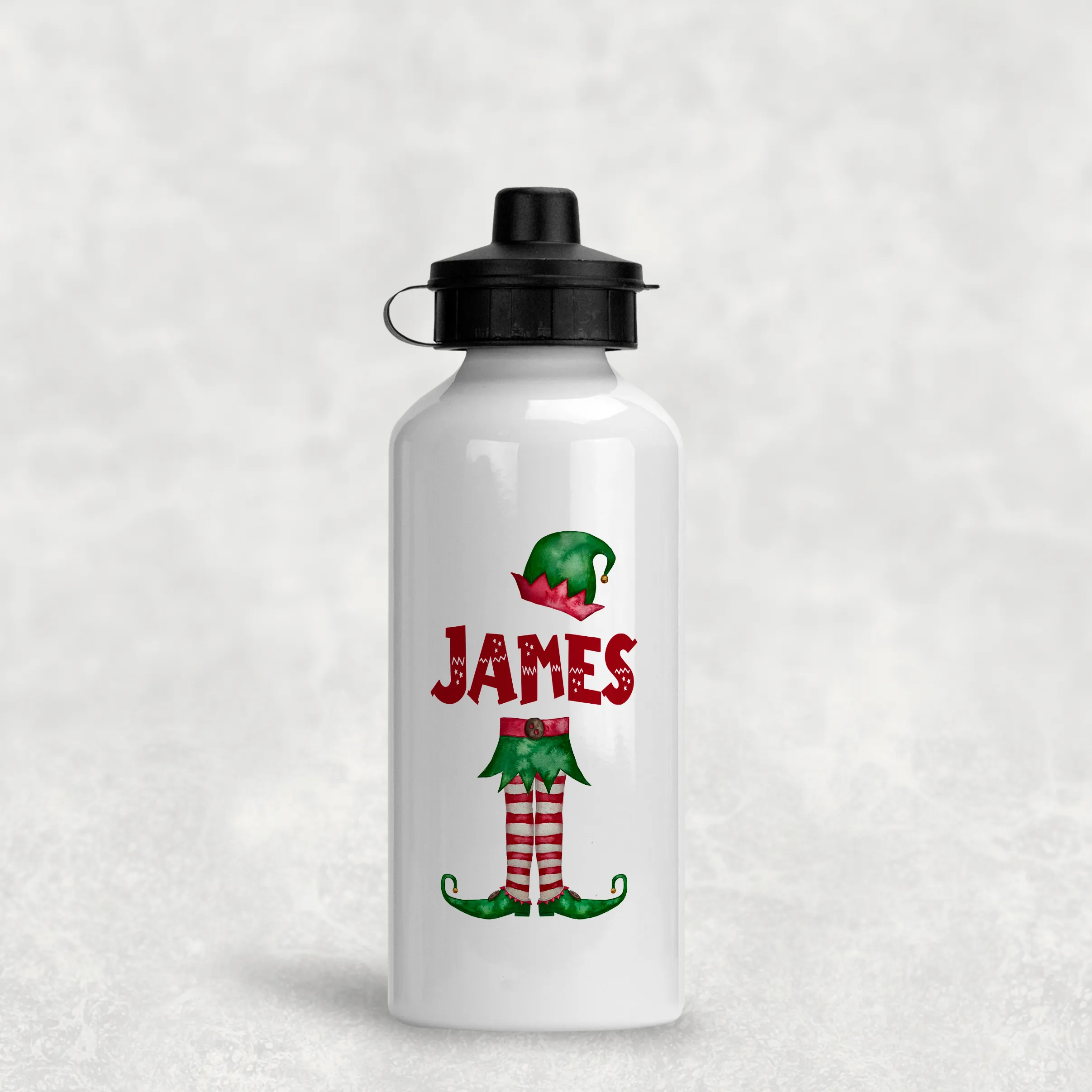 Elf Christmas Personalised Aluminium Water Bottle 400/600ml