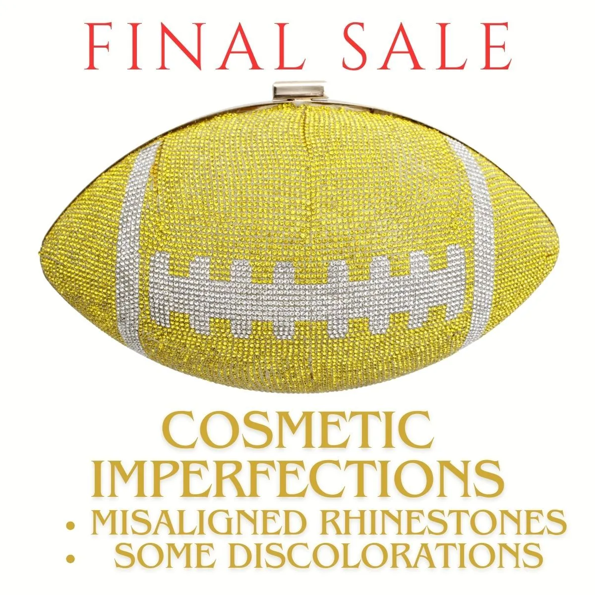 FINAL SALE Yellow Bling Football Clutch