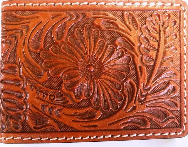 Floral Leather Money Clip