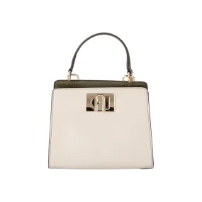 Furla Mini Top Handle - White, Brown Leather