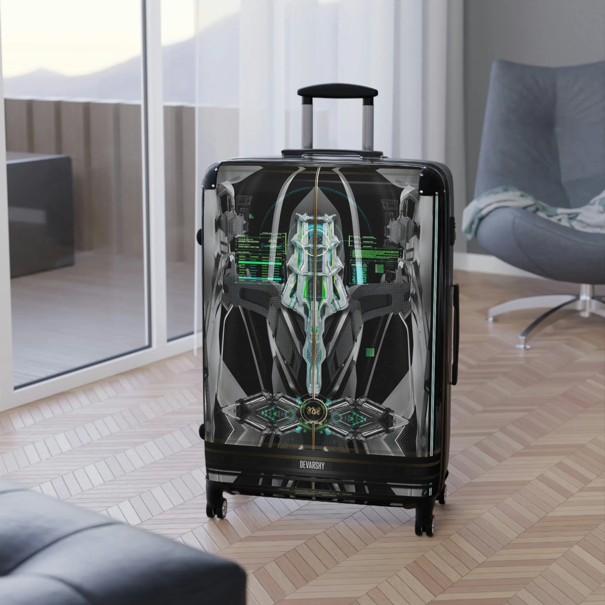 Futuristic Design Suitcase 3 Sizes Carry-on Suitcase Time Travel Luggage Hard Shell Suitcase  | 900030