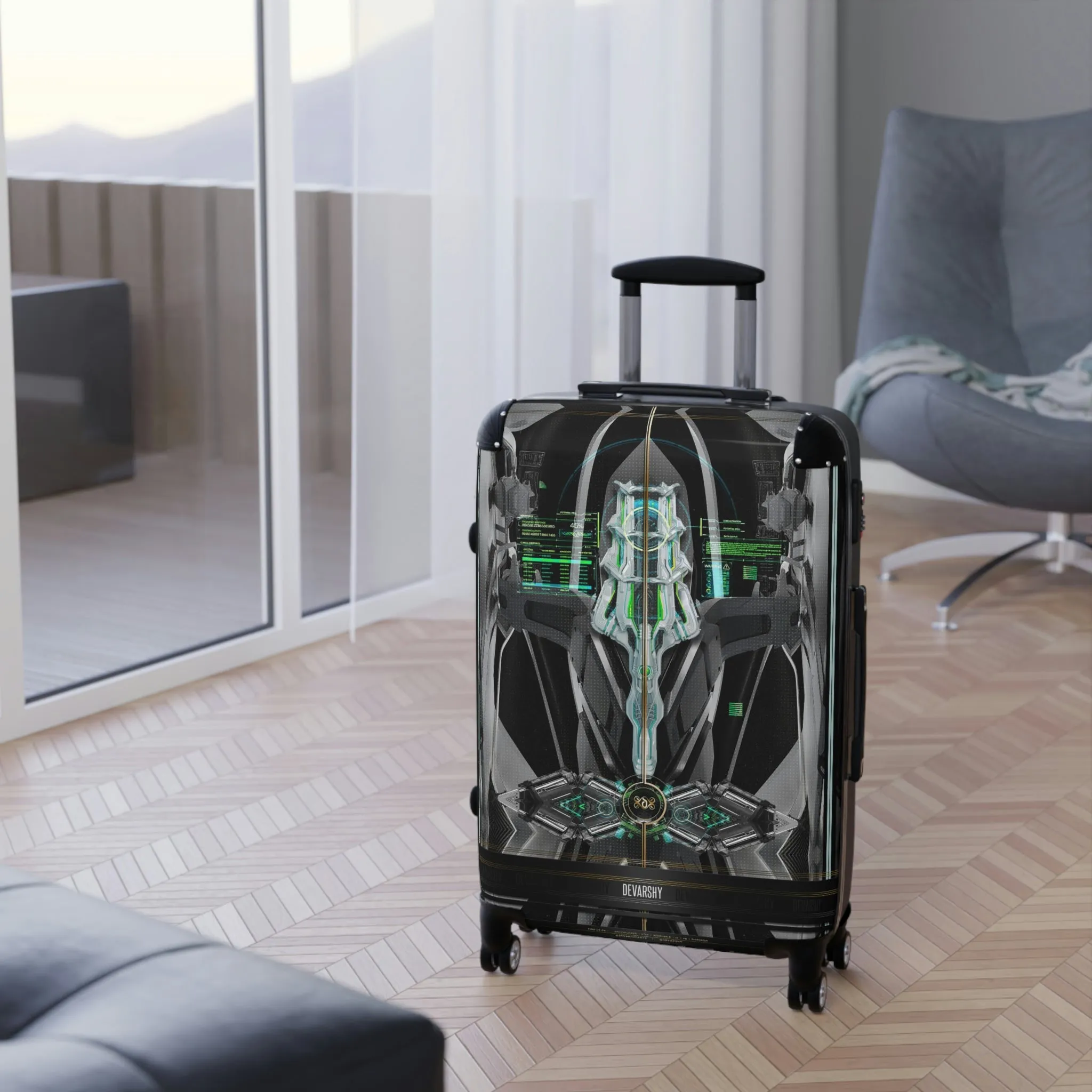 Futuristic Design Suitcase 3 Sizes Carry-on Suitcase Time Travel Luggage Hard Shell Suitcase  | 900030