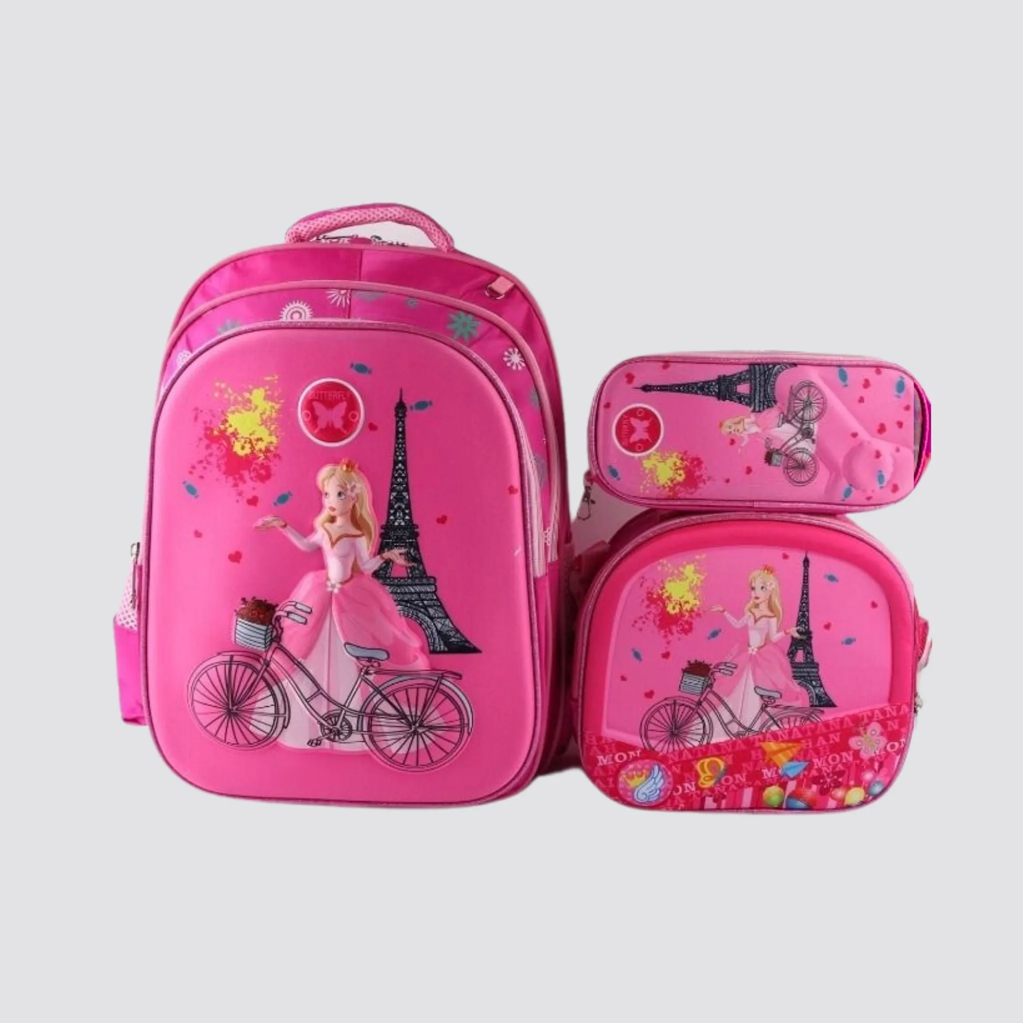 G172 Pink Paris 3-Piece Backpack Set