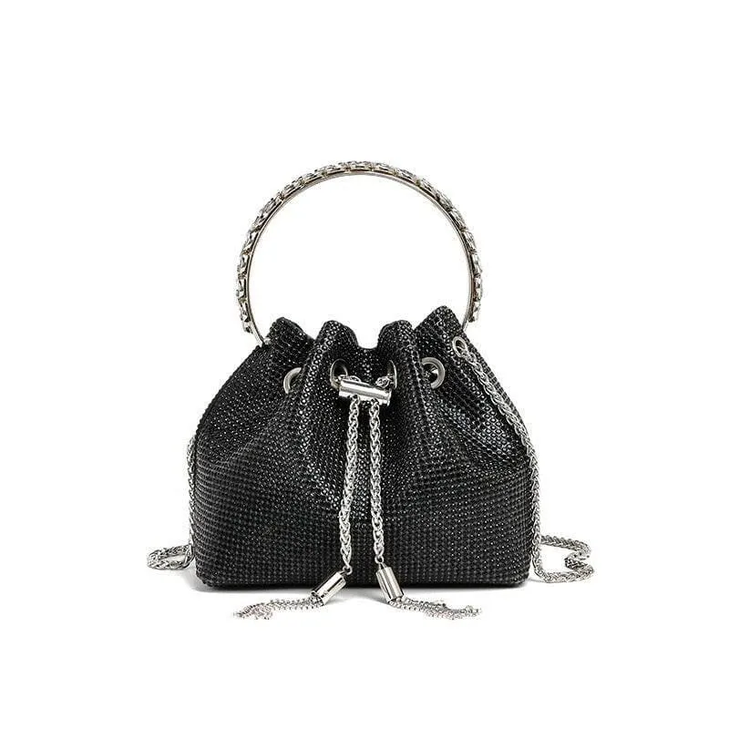 Glittery Rhinestone Women’s Evening Crossbody Bag with Chain Strap