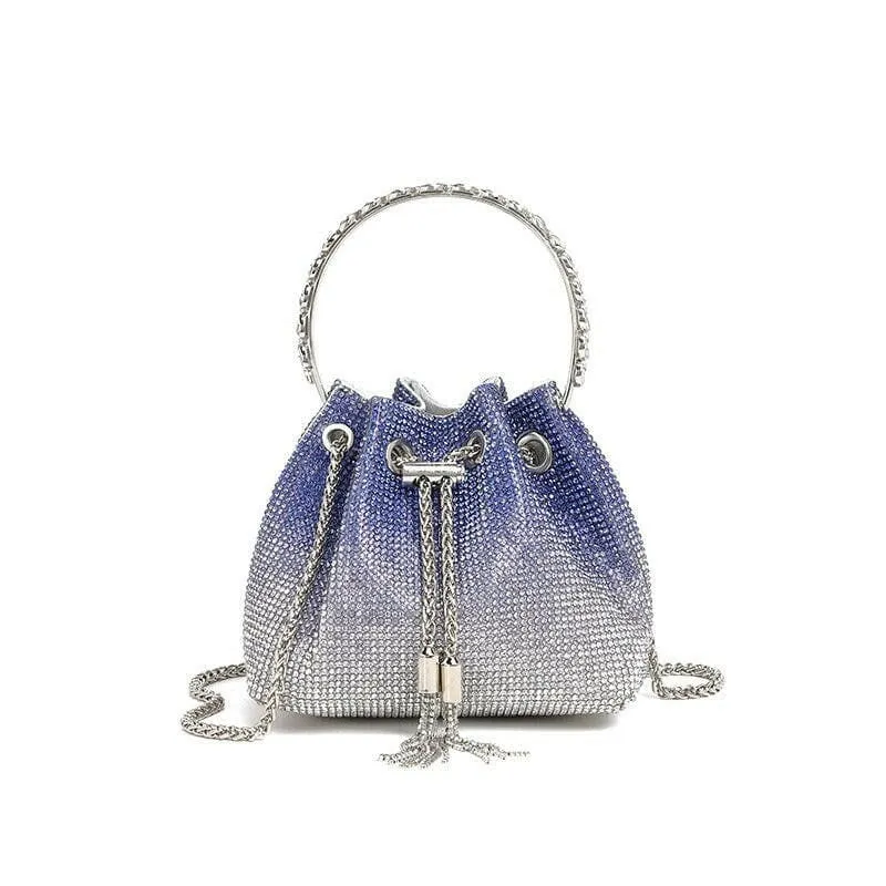 Glittery Rhinestone Women’s Evening Crossbody Bag with Chain Strap