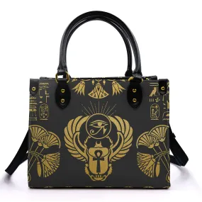 Gold Egyptian Pattern Leather Handbag