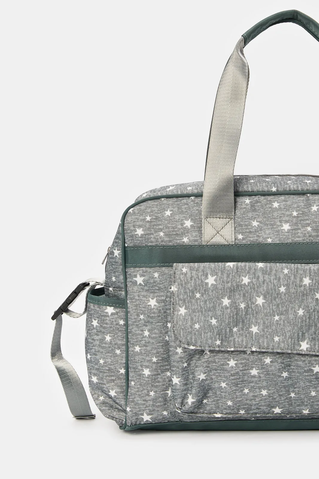 Grey Stars Print Diaper Bag Set (2 Piece)