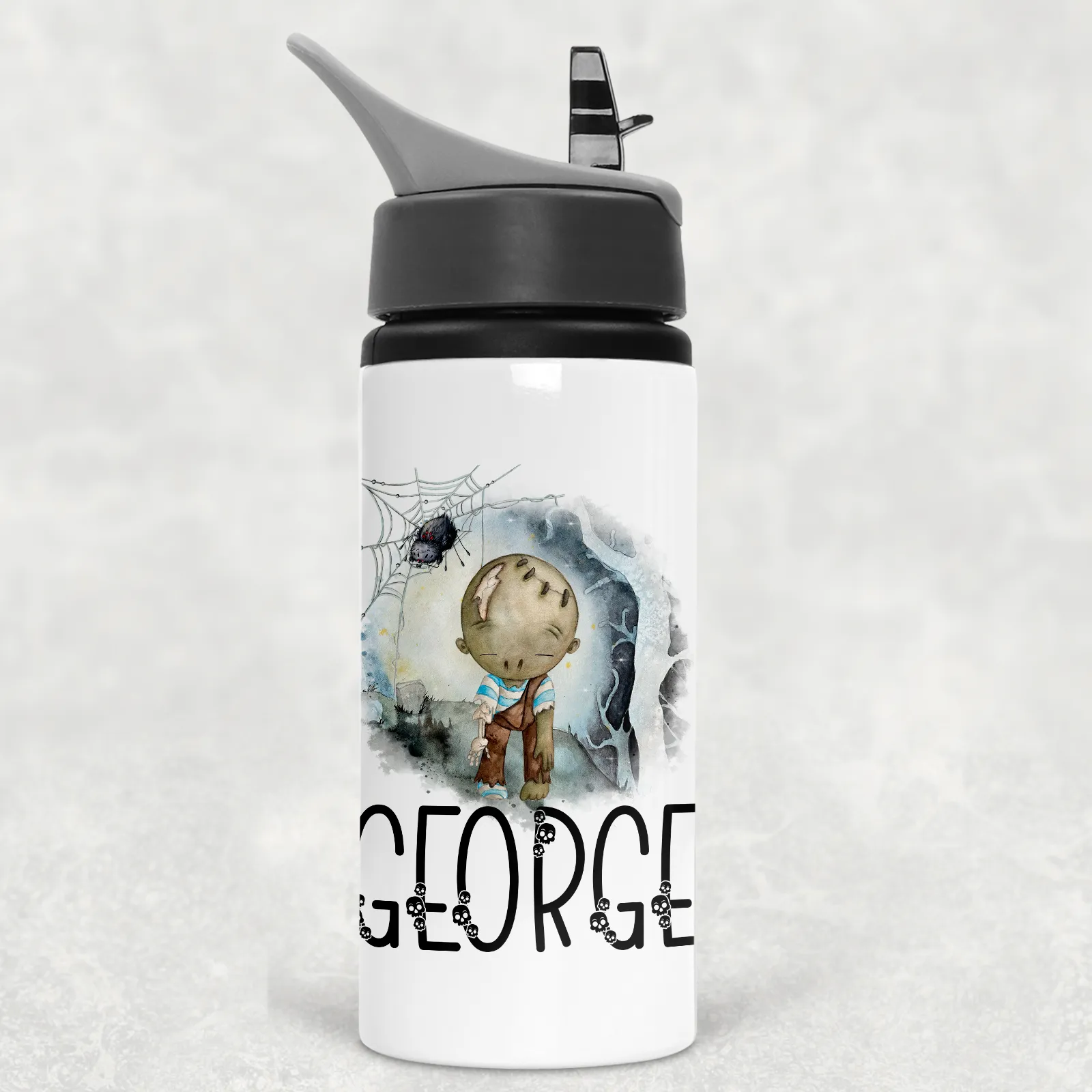 Halloween Character Personalised Aluminium Straw Water Bottle 650ml