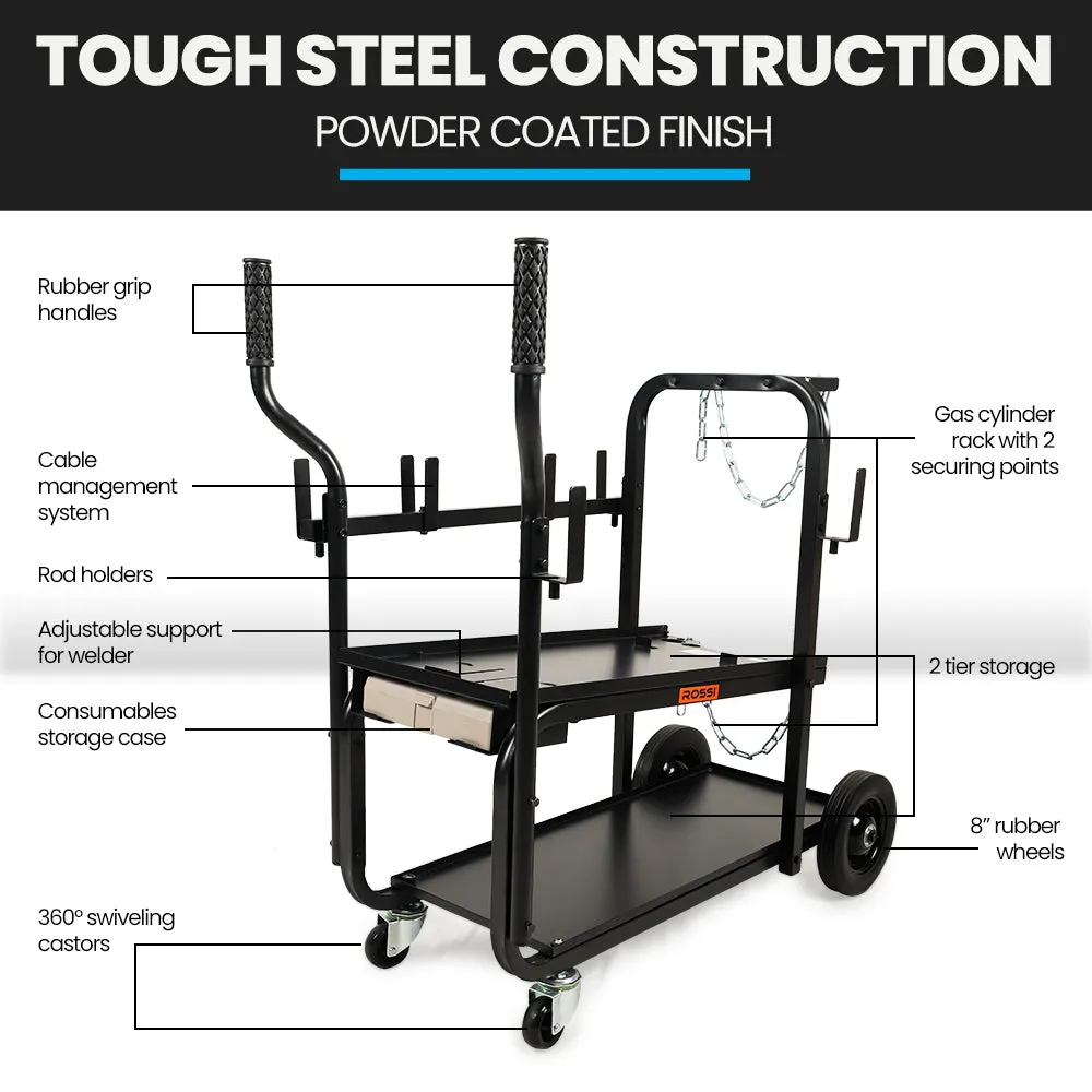 Heavy-Duty 160kg Welding Cart with Consumables Case - ROSSI