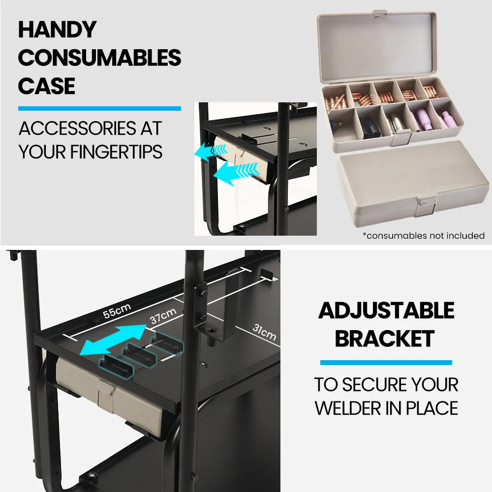 Heavy-Duty 160kg Welding Cart with Consumables Case - ROSSI