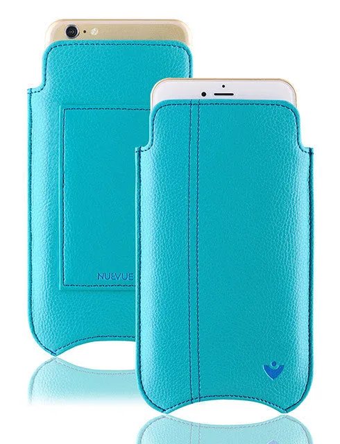 iPhone 8 | 7 Sleeve Wallet Case in Blue Faux Leather | Built-in Screen Cleaning Sanitizing Technology .