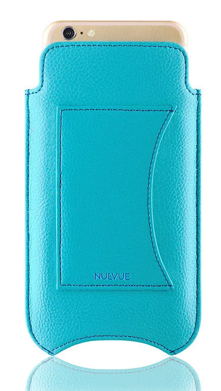 iPhone 8 | 7 Sleeve Wallet Case in Blue Faux Leather | Built-in Screen Cleaning Sanitizing Technology .