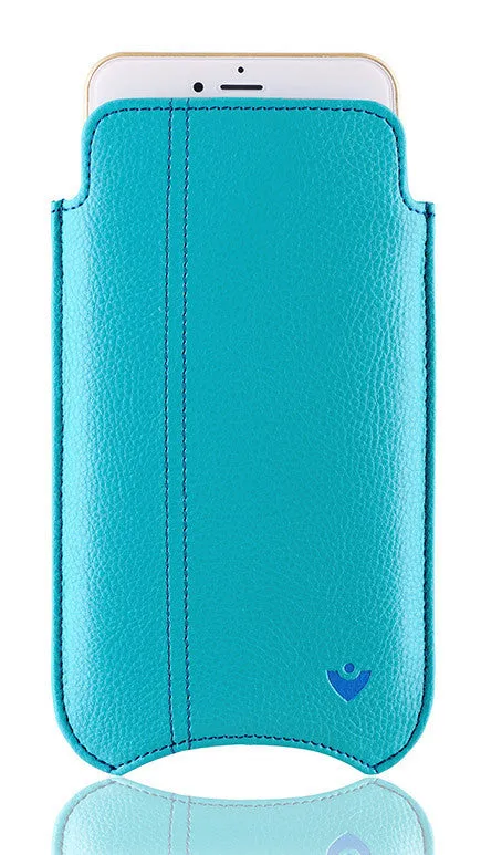 iPhone 8 | 7 Sleeve Wallet Case in Blue Faux Leather | Built-in Screen Cleaning Sanitizing Technology .