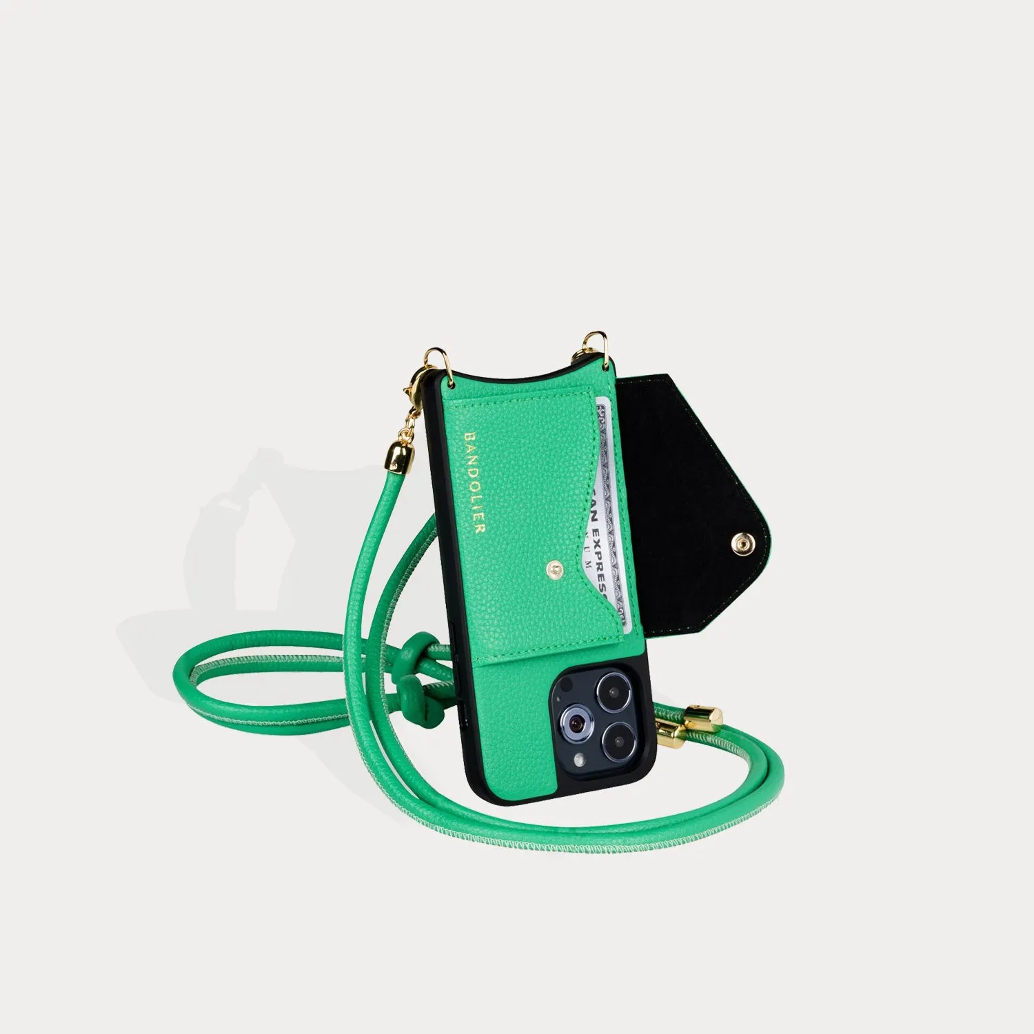 Julian Pebble Leather Crossbody Bandolier - Green/Gold